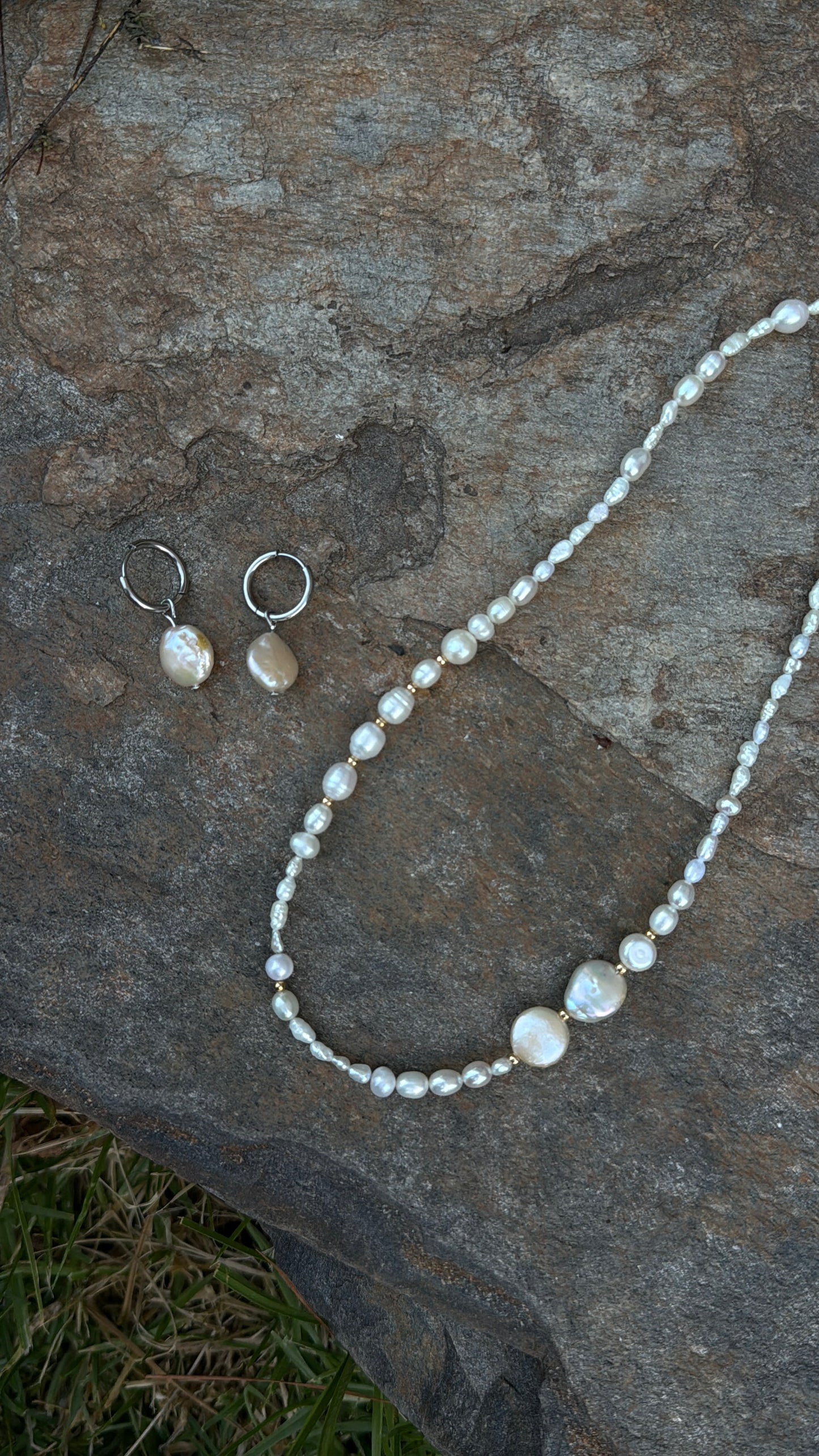 Coin Pearl Set - Earrings & Necklace
