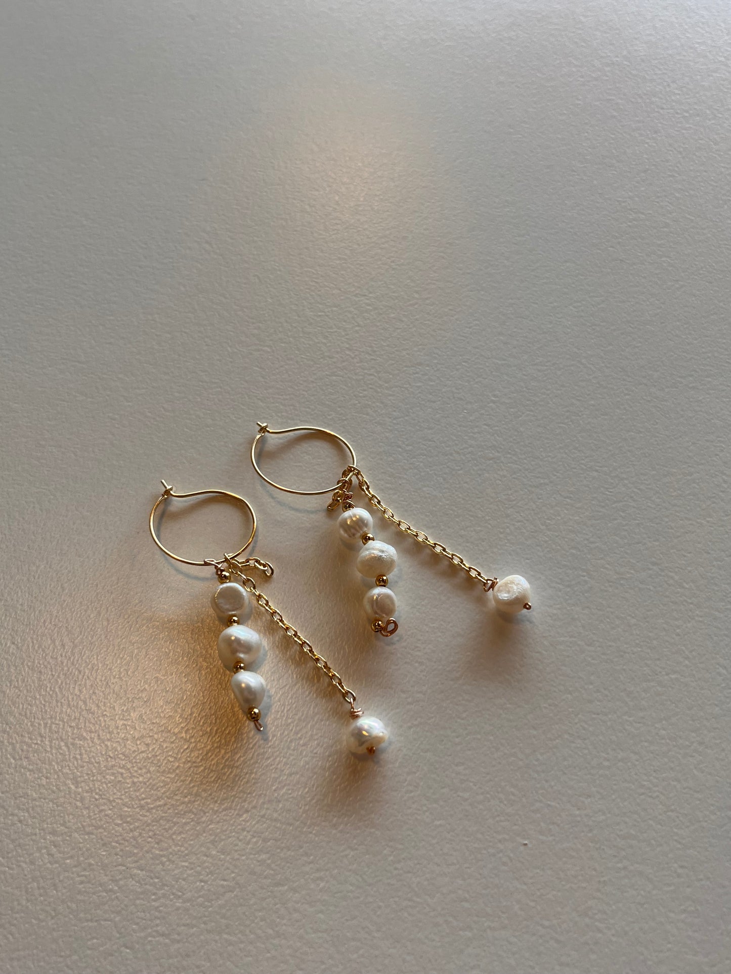 Pearl Chain Hoops