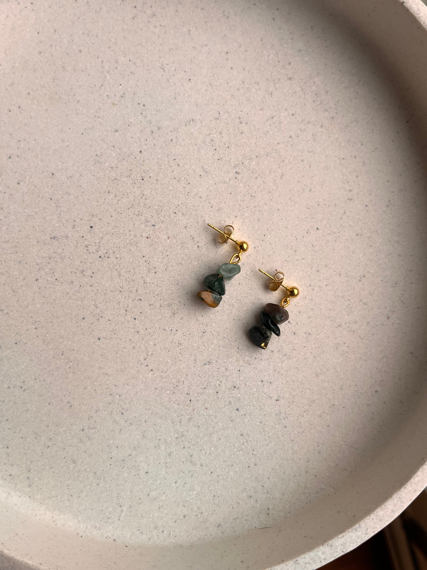 Green Lace Agate Studs