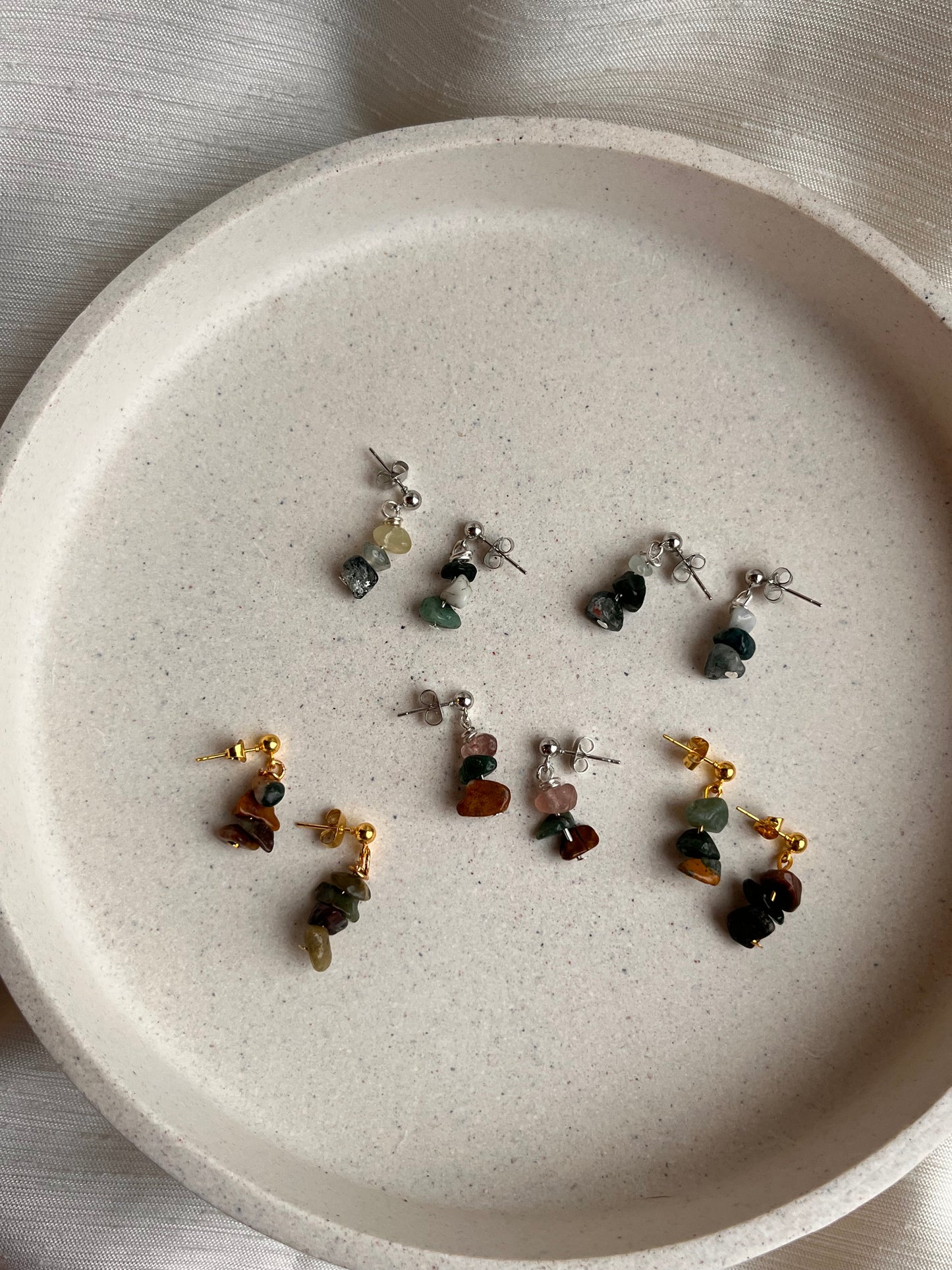 Green Lace Agate Studs