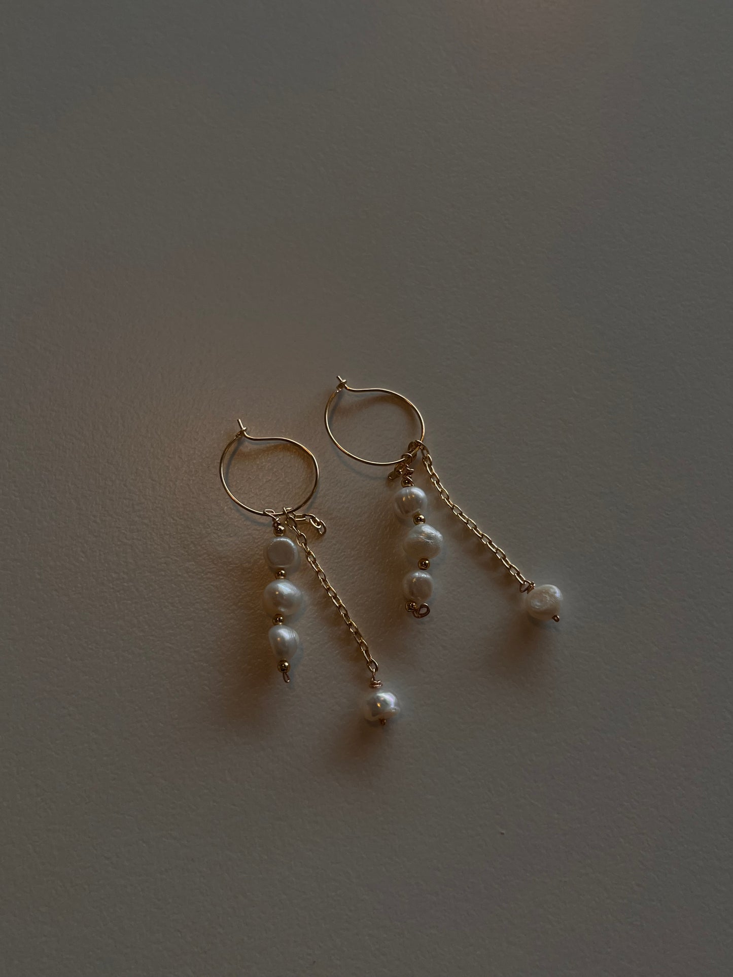 Pearl Chain Hoops