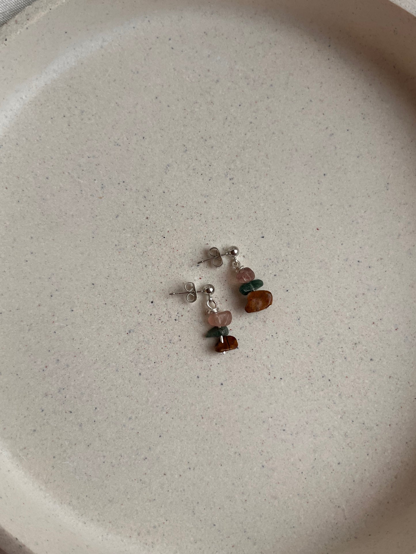 Green Lace Agate Studs