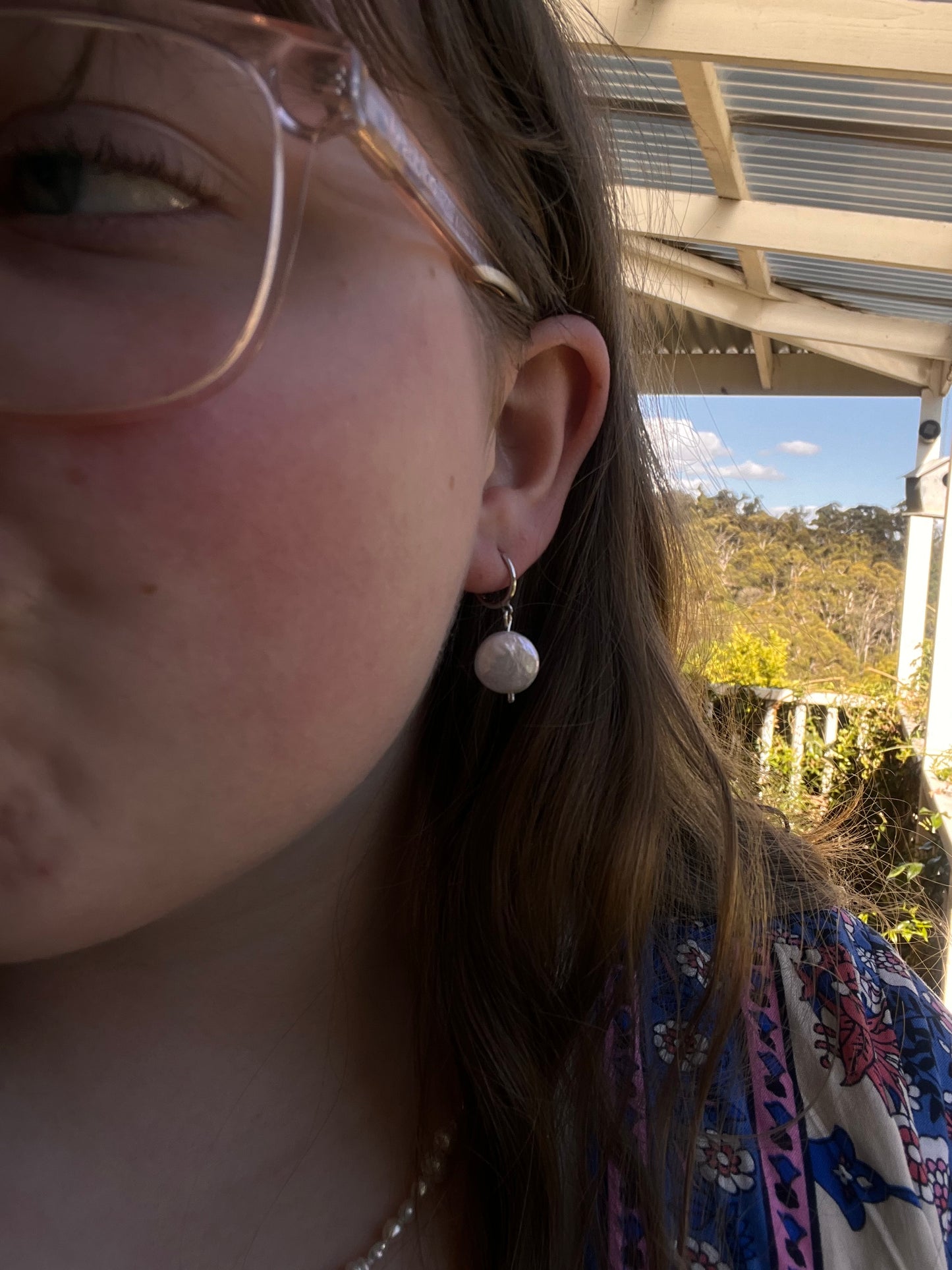 Coin Pearl Hoops