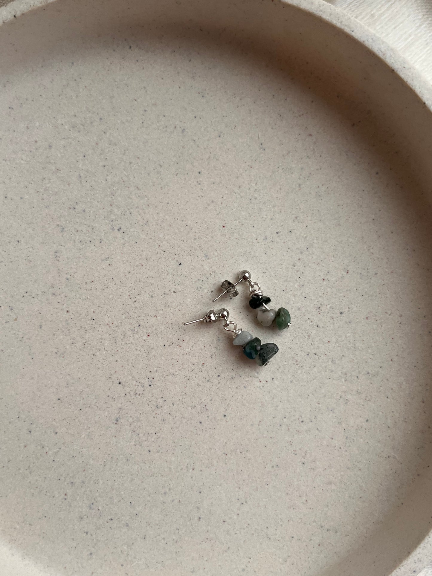Green Lace Agate Studs