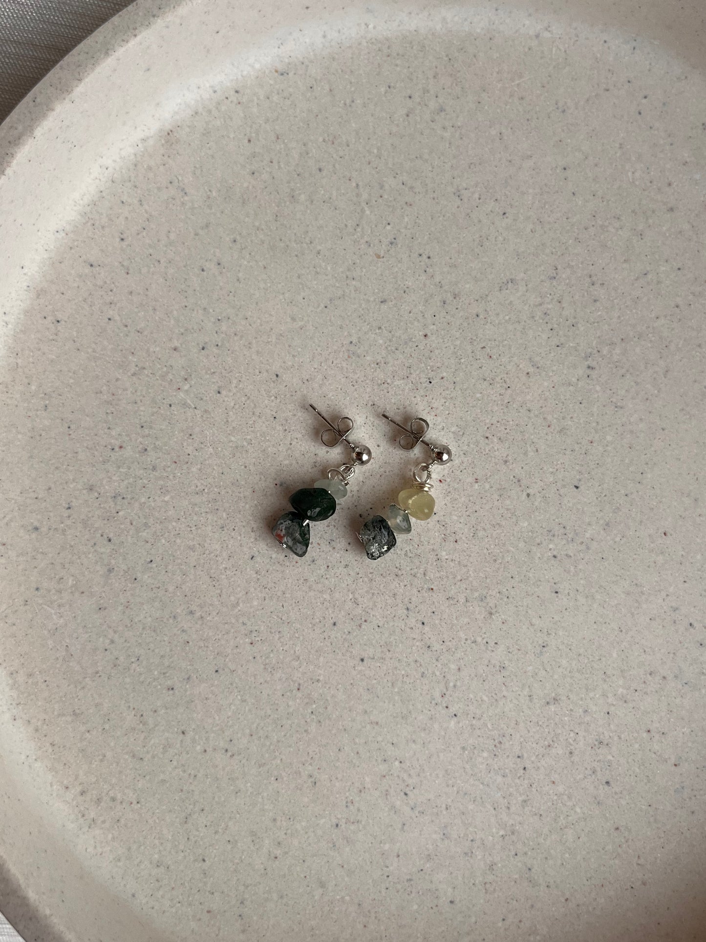Green Lace Agate Studs