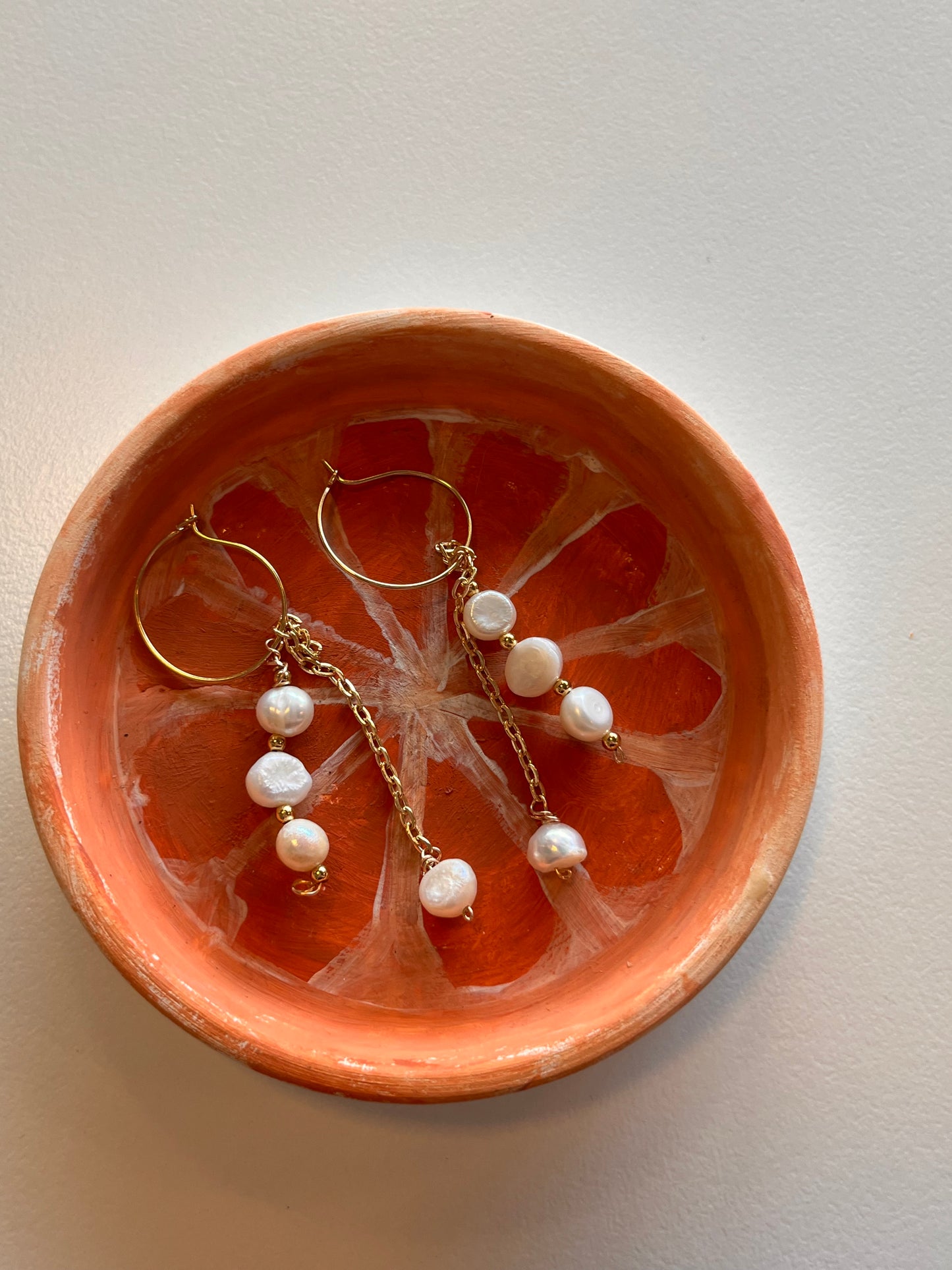Pearl Chain Hoops