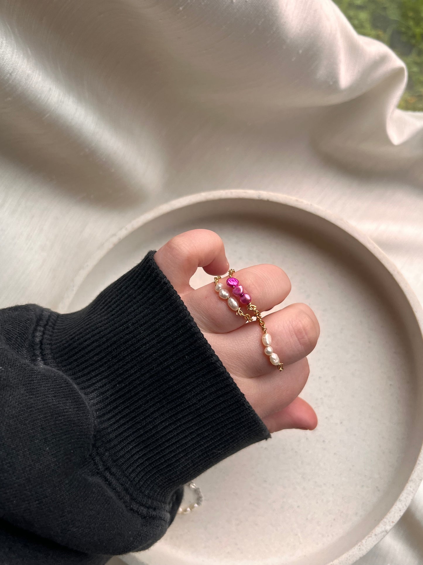 Chain Pearl Rings