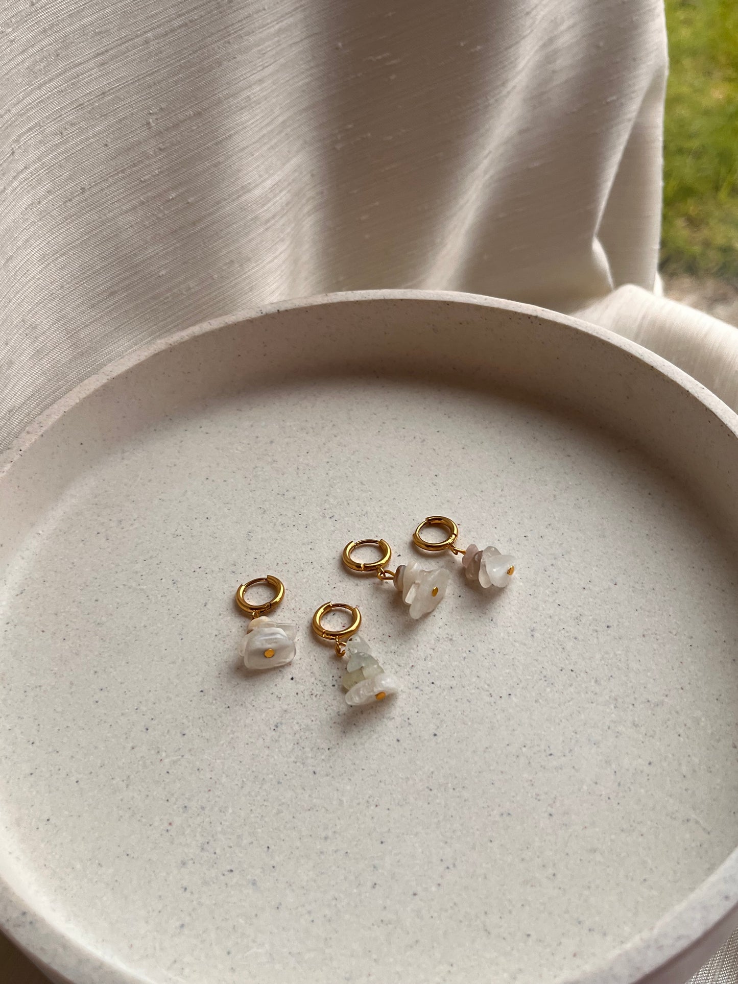 Moonstone Gold Hoops