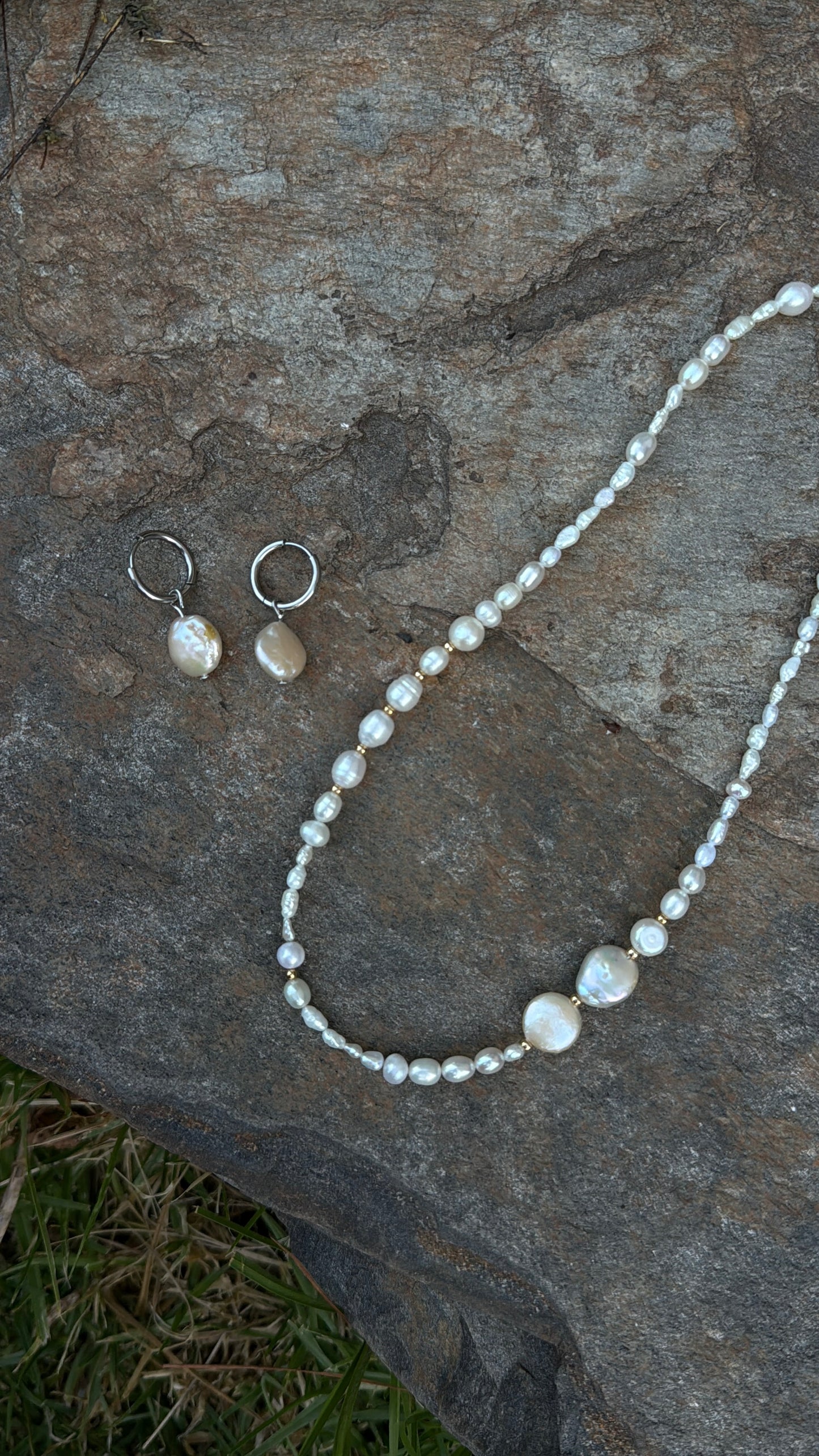 Coin Pearl Set - Earrings & Necklace