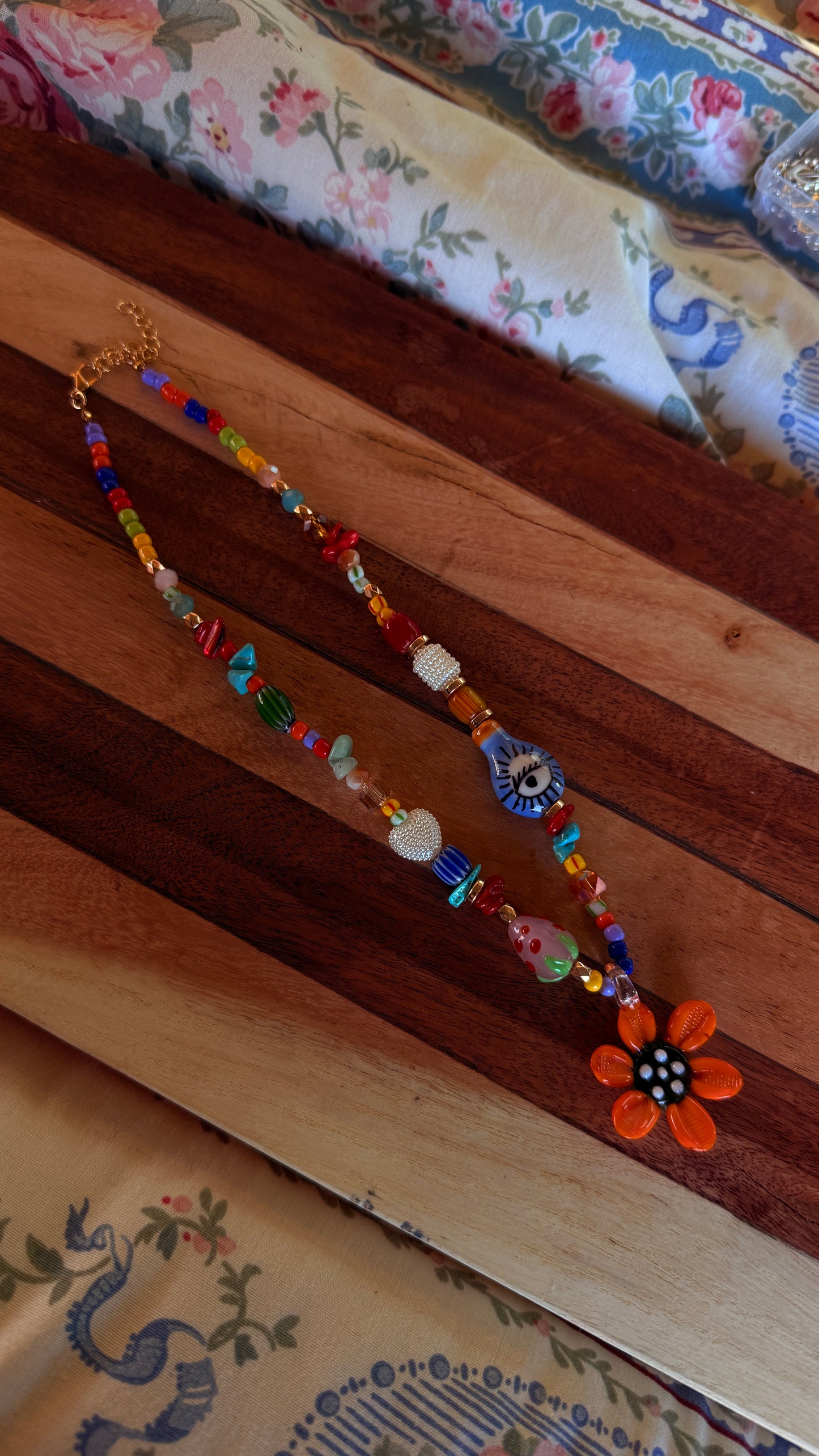 Glass Flower Pendant Necklace