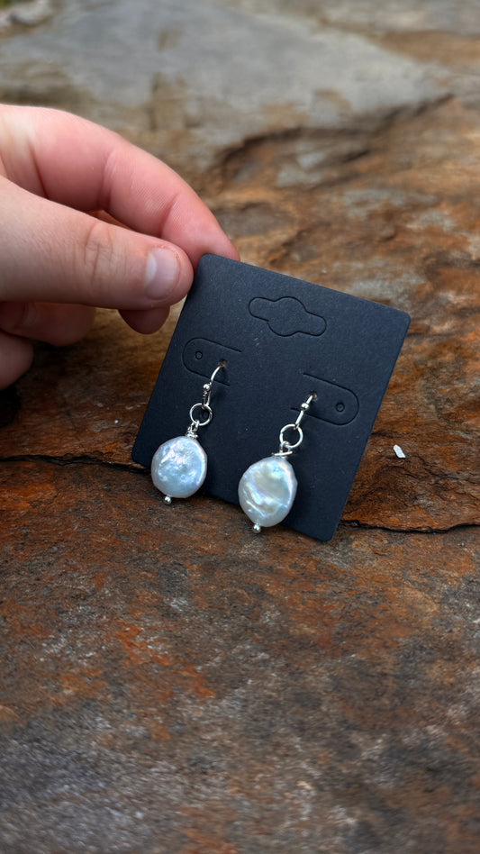 Coin Pearl Hoops
