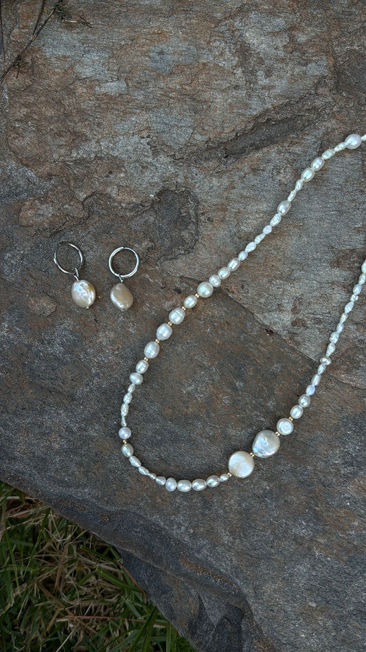 Coin Pearl Set - Earrings & Necklace