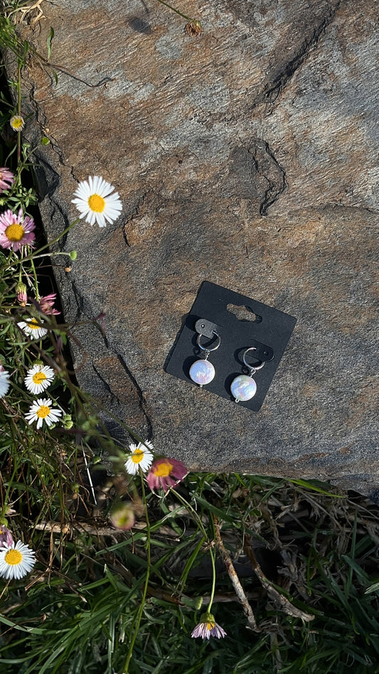 Coin Pearl Hoops